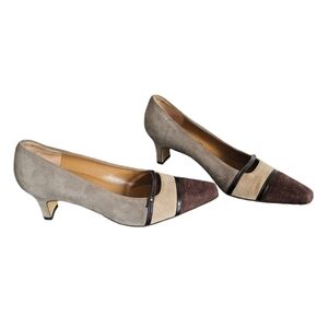 Salvatore Ferragamo Suede patent Leather shoes taupe/beige/browen vintage 7c